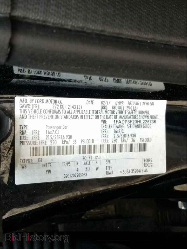 2017 FORD FOCUS - VIN: 1FADP3F20HL225736 - Фото 10