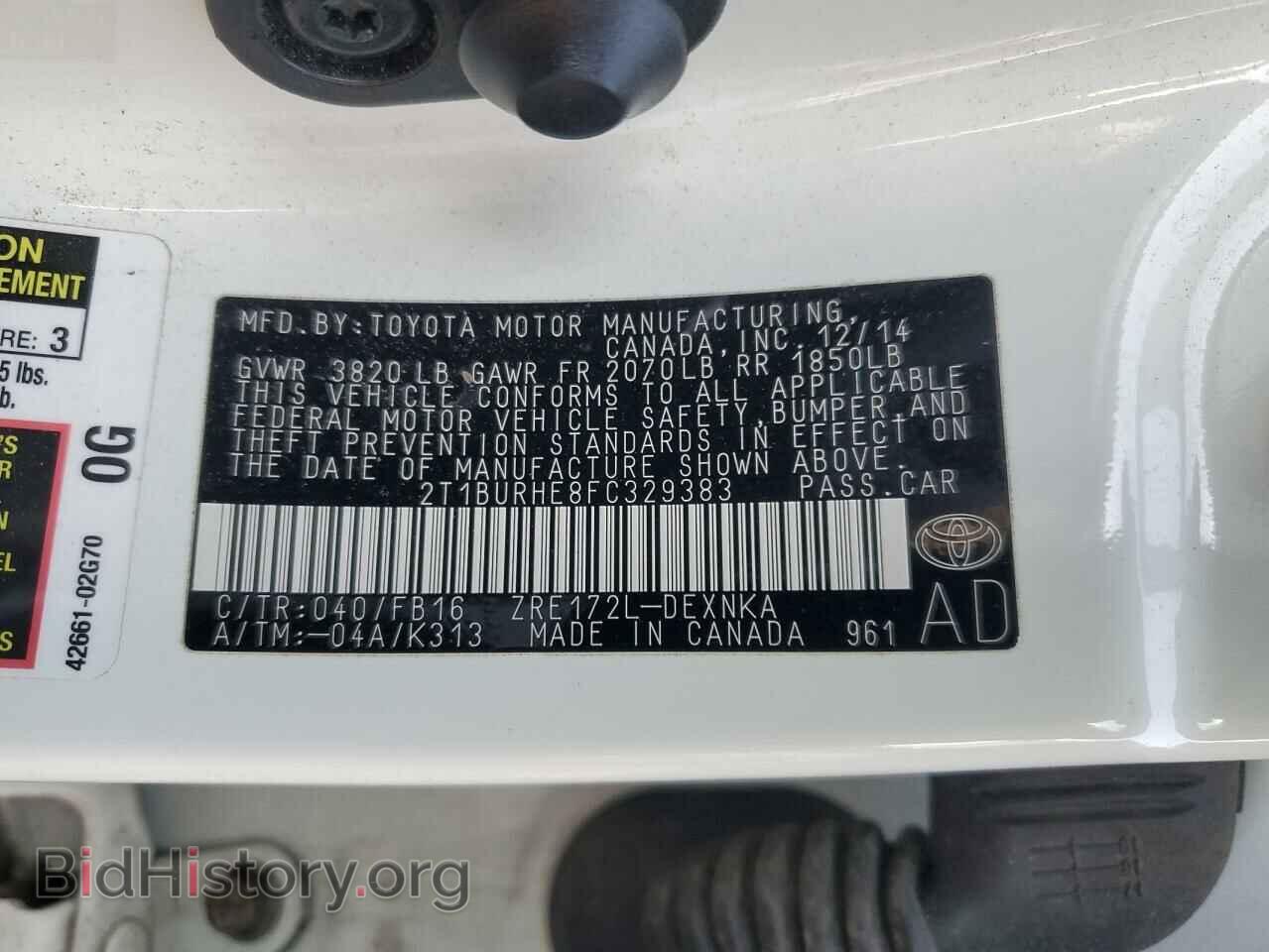2015 TOYOTA COROLLA - VIN: 2T1BURHE8FC329383 - Фото 13