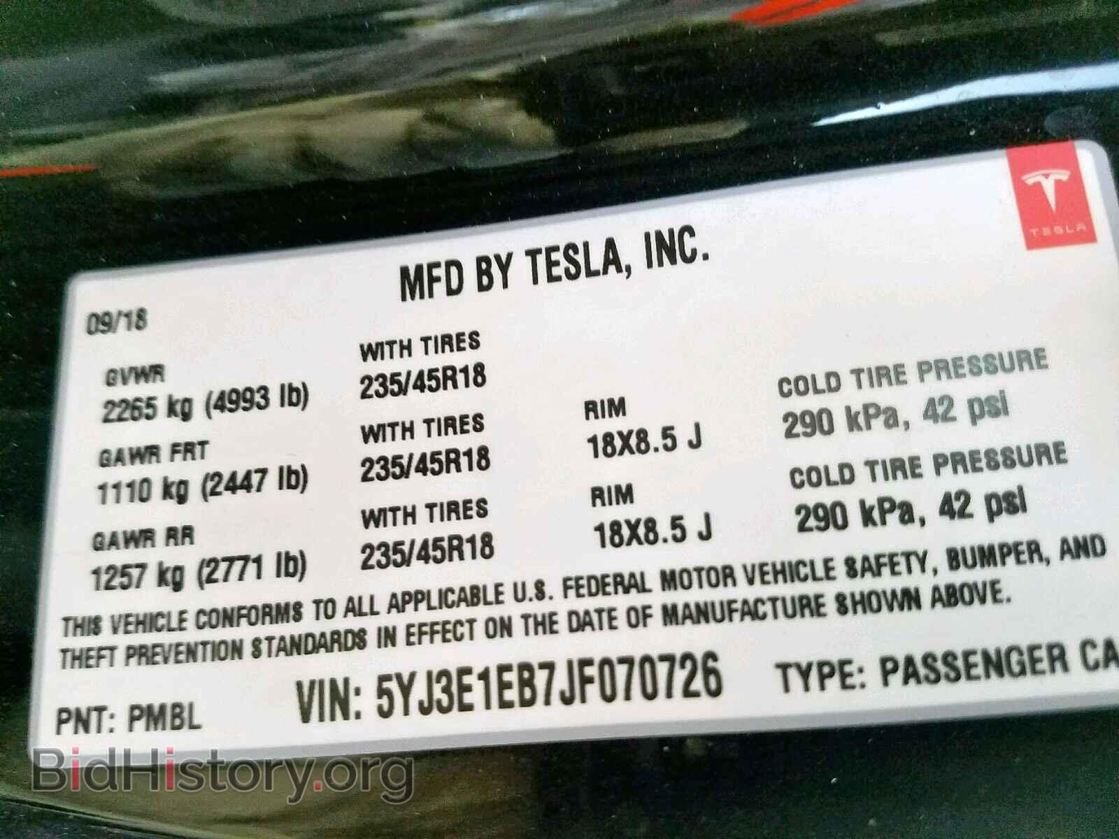 2018 TESLA MODEL 3 - VIN: 5YJ3E1EB7JF070726 - Photo 10