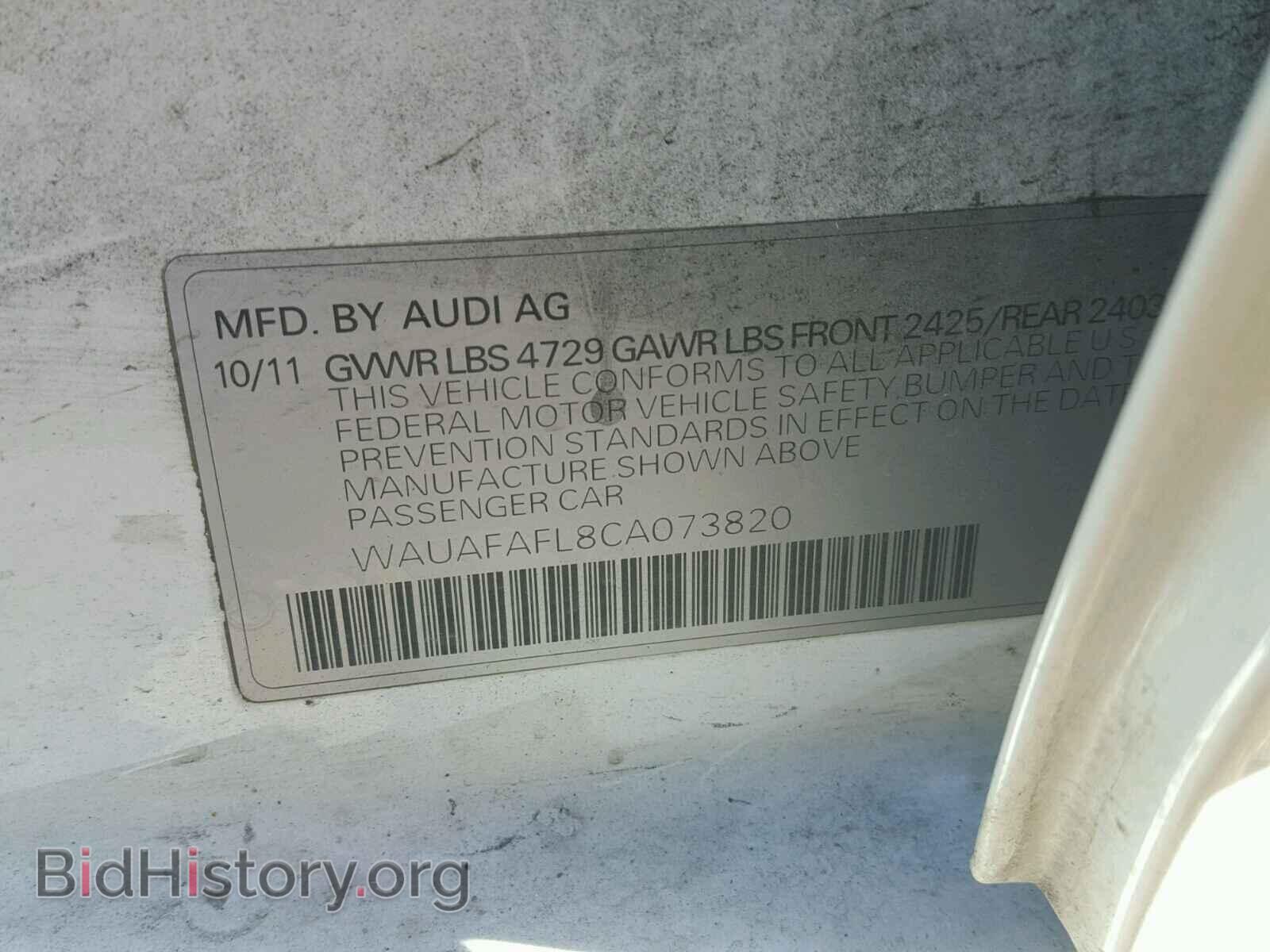 2012 AUDI A4 - VIN: WAUAFAFL8CA073820 - Photo 10