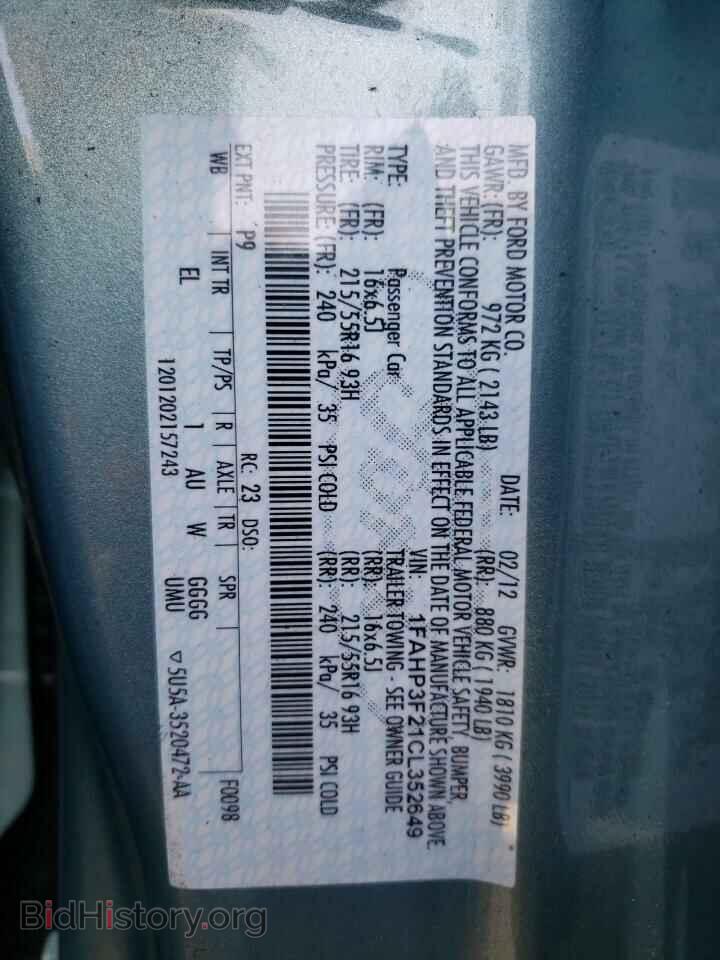 2012 FORD FOCUS - VIN: 1FAHP3F21CL352649 - Фото 10