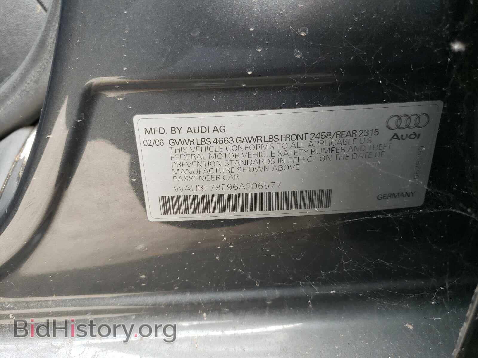 2006 AUDI A4 - VIN: WAUBF78E96A206577 - Фото 10