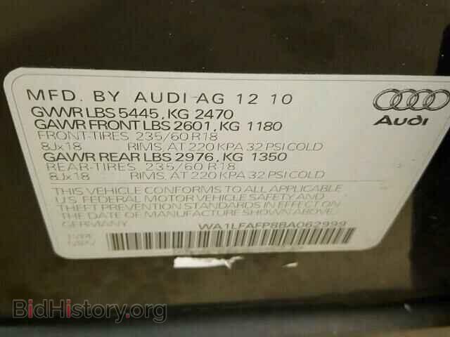 2011 AUDI Q5 - VIN: WA1LFAFP8BA062999 - Фото 10
