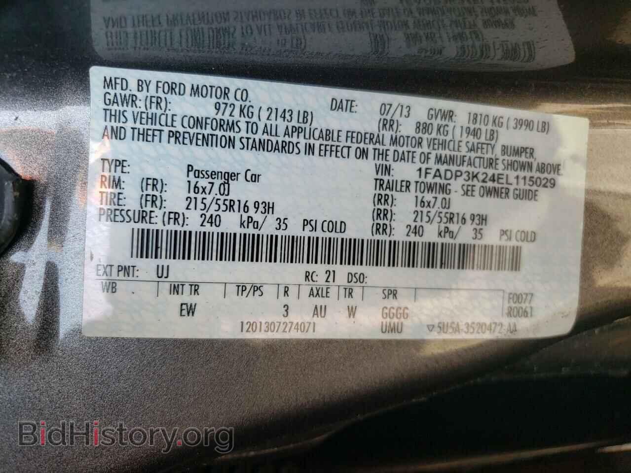 2014 FORD FOCUS - VIN: 1FADP3K24EL115029 - Фото 10