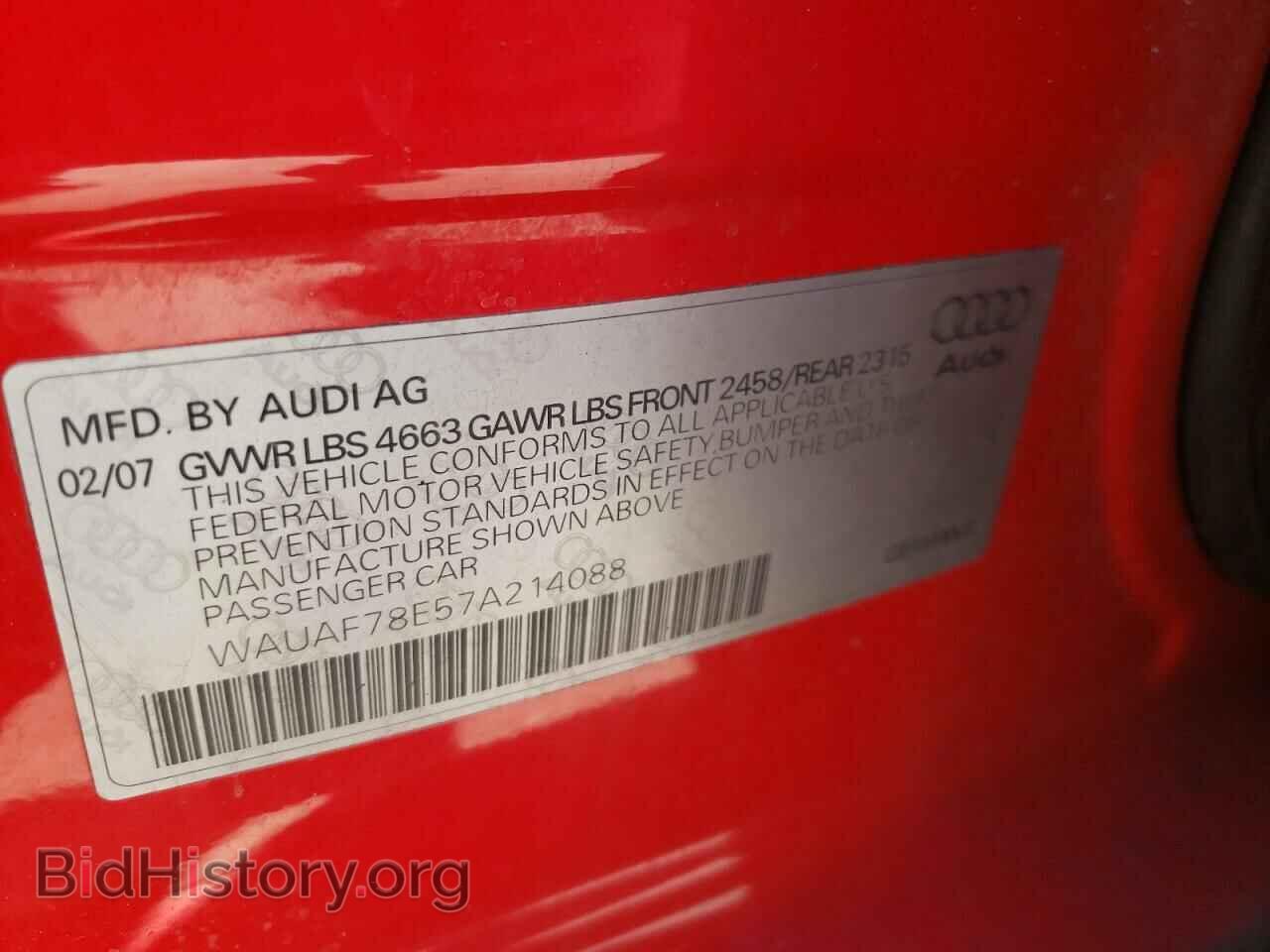 2007 AUDI A4 - VIN: WAUAF78E57A214088 - Фото 10
