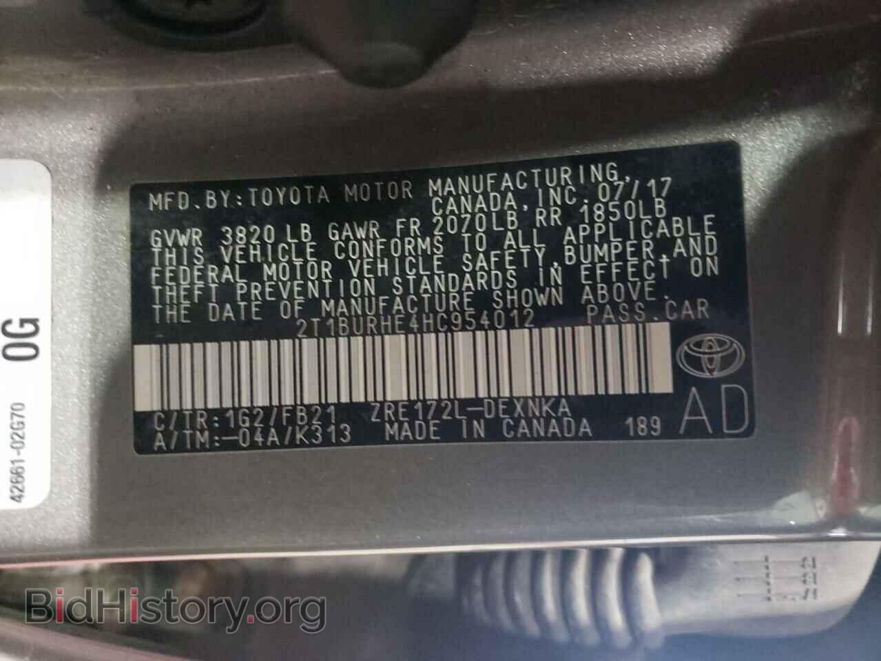 2017 TOYOTA COROLLA - VIN: 2T1BURHE4HC954012 - Фото 13