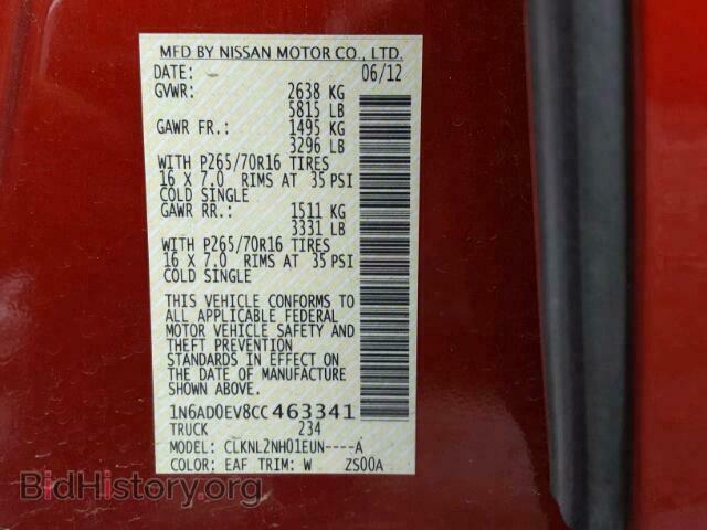 2012 NISSAN FRONTIER S - VIN: 1N6AD0EV8CC463341 - Фото 10