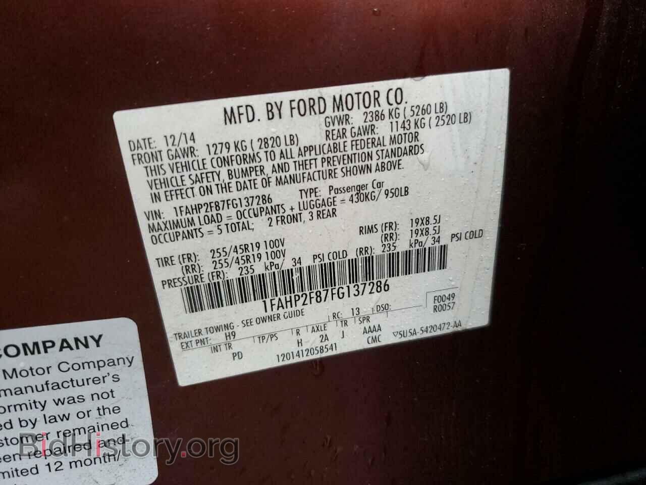 2015 FORD TAURUS - VIN: 1FAHP2F87FG137286 - Фото 12