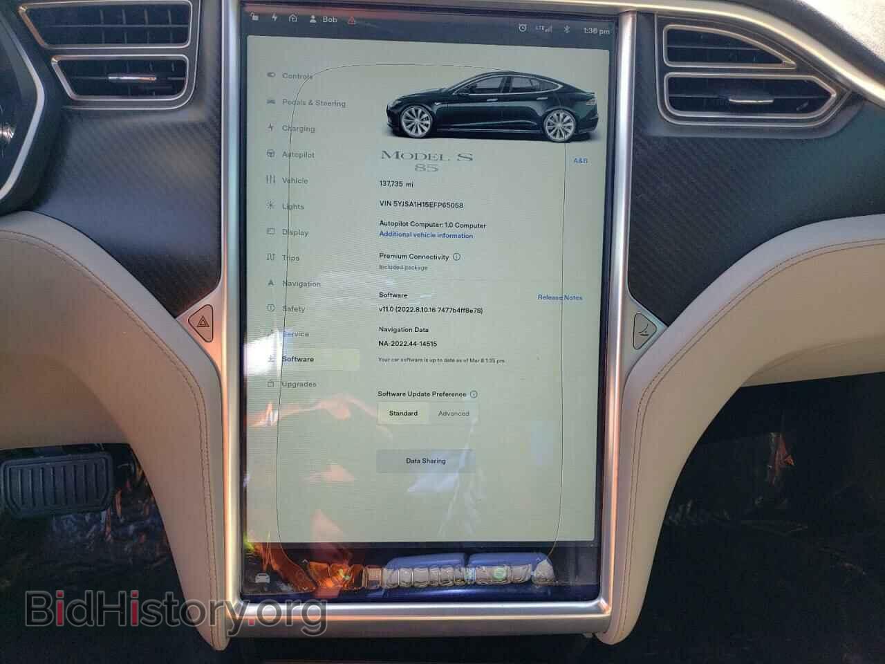 2014 TESLA MODEL S - VIN: 5YJSA1H15EFP65058 - Фото 9