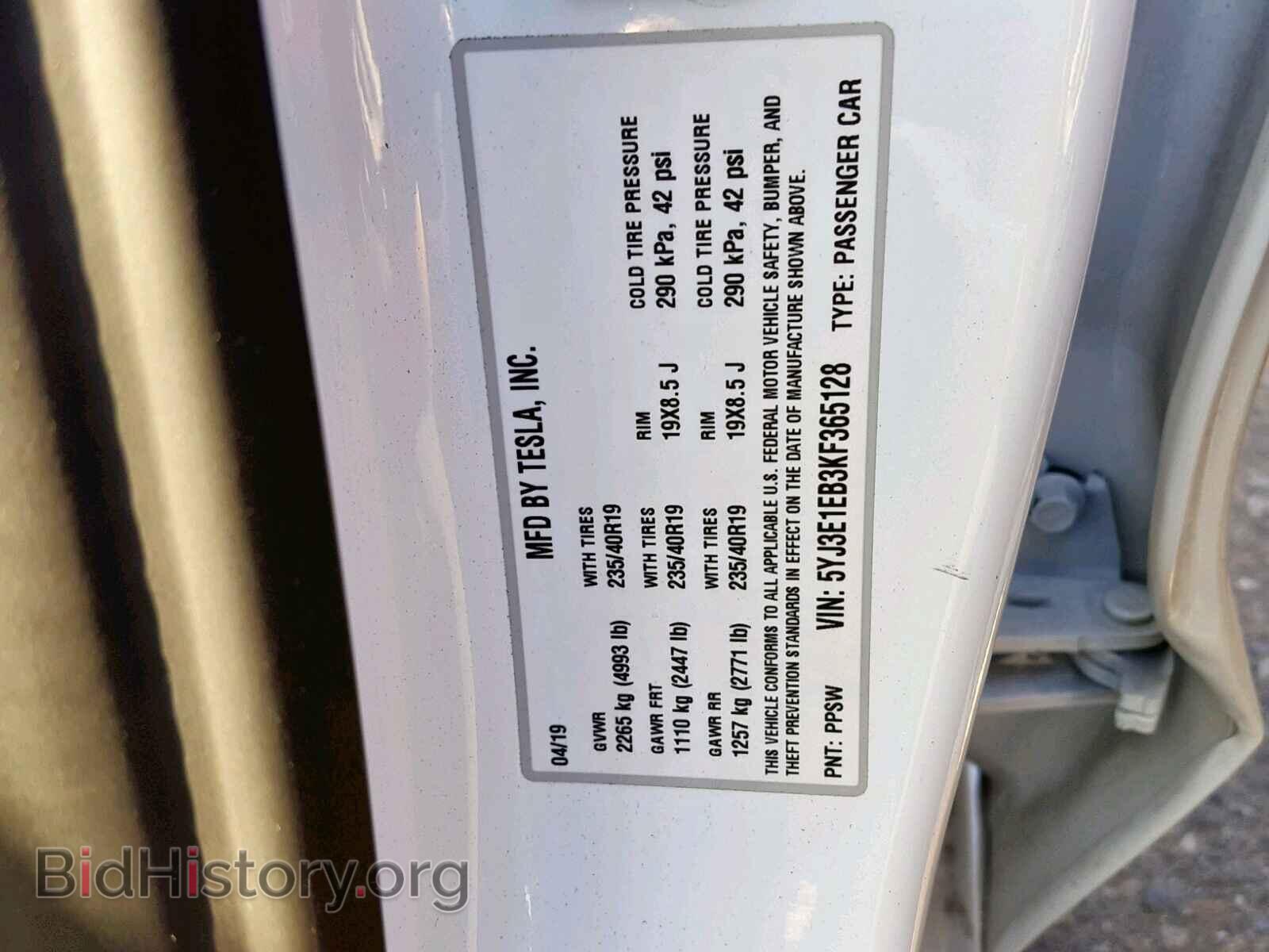 2019 TESLA MODEL 3 - VIN: 5YJ3E1EB3KF365128 - Фото 10