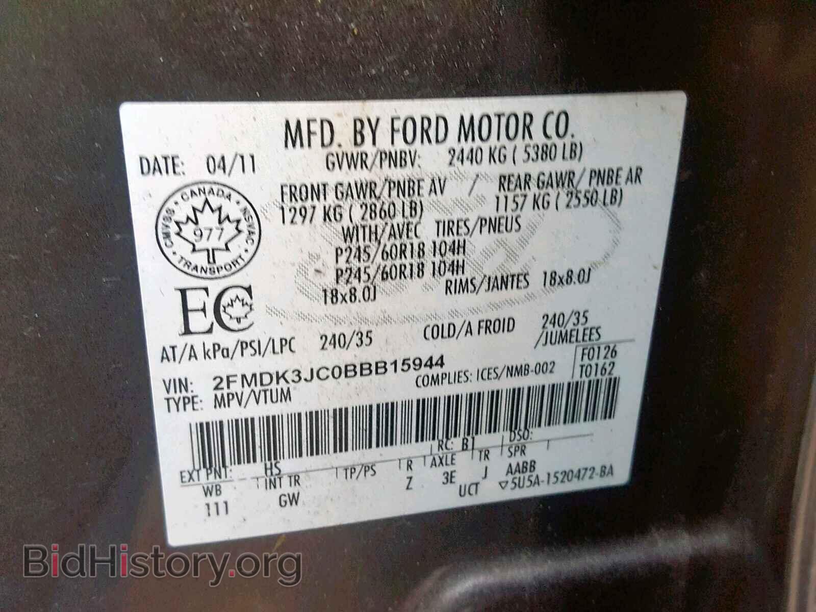 2011 FORD EDGE SEL - VIN: 2FMDK3JC0BBB15944 - Photo 10