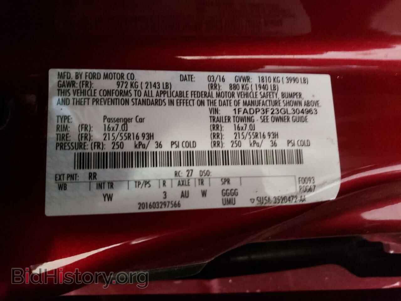 2016 FORD FOCUS - VIN: 1FADP3F23GL304963 - Фото 10