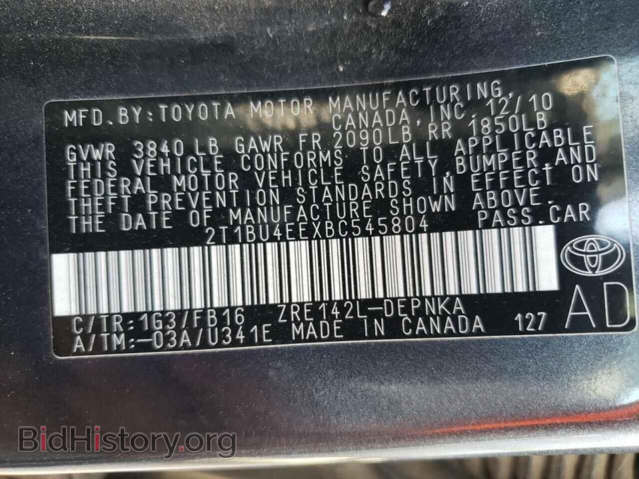 2011 TOYOTA COROLLA - VIN: 2T1BU4EEXBC545804 - Фото 10