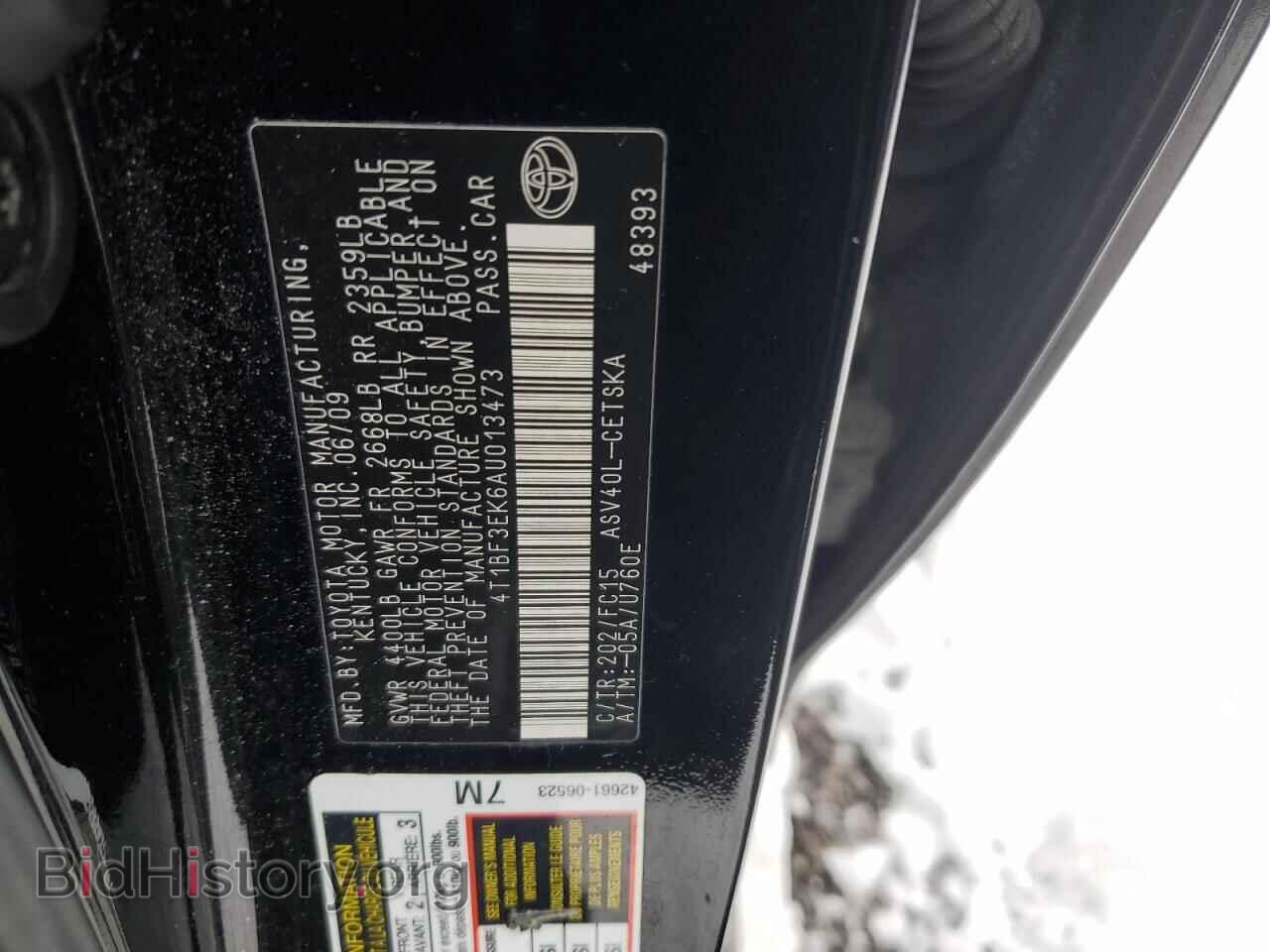 2010 TOYOTA CAMRY - VIN: 4T1BF3EK6AU013473 - Фото 12