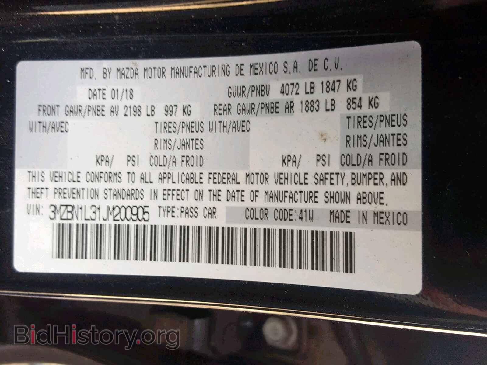 2018 MAZDA 3 - VIN: 3MZBN1L31JM200905 - Фото 10