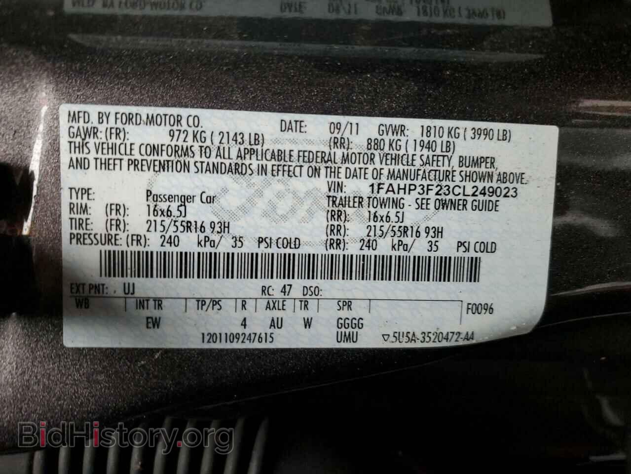 2012 FORD FOCUS - VIN: 1FAHP3F23CL249023 - Фото 12