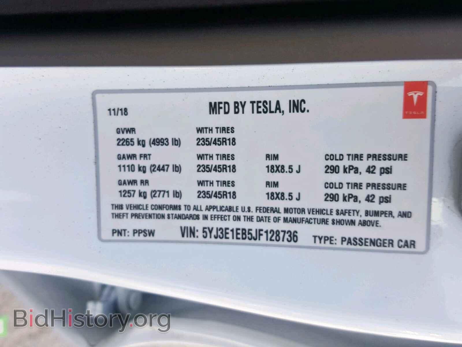 2018 TESLA MODEL 3 - VIN: 5YJ3E1EB5JF128736 - Photo 10