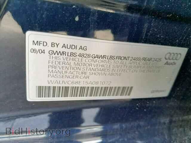 2005 AUDI A4 - VIN: WAUVC68E15A081072 - Фото 10