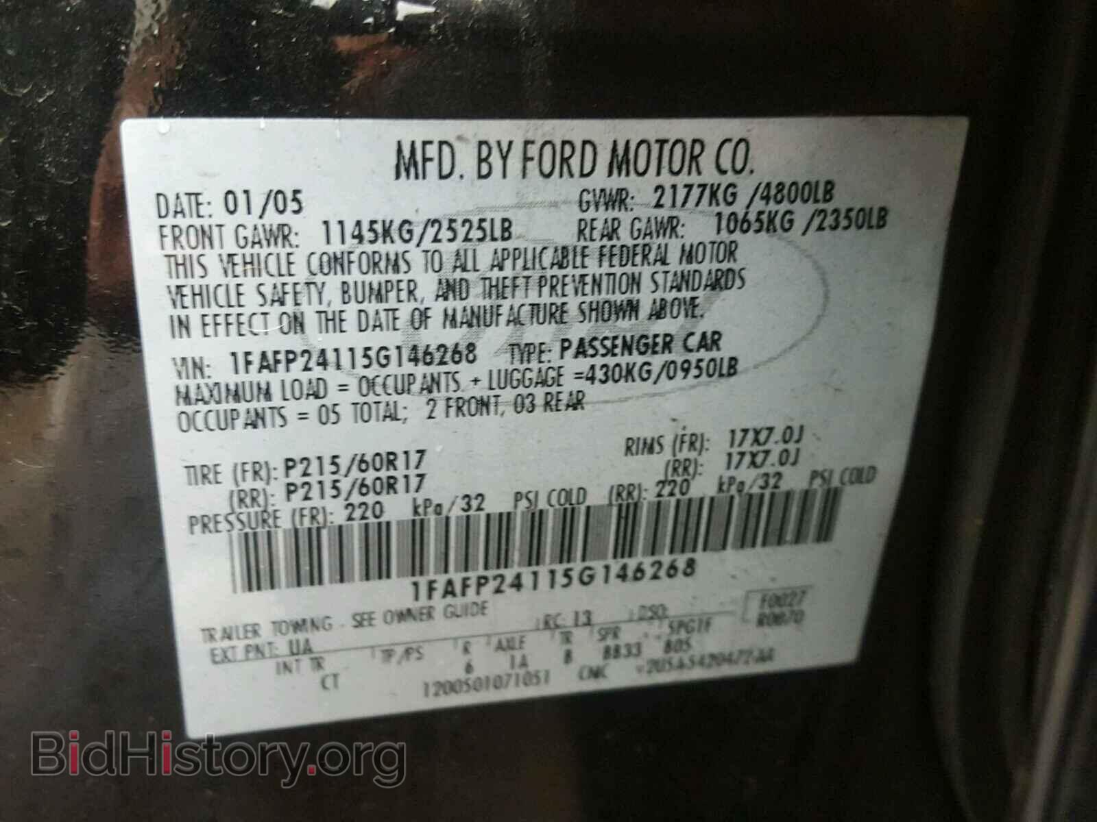 2005 FORD FIVE HUNDR - VIN: 1FAFP24115G146268 - Фото 10