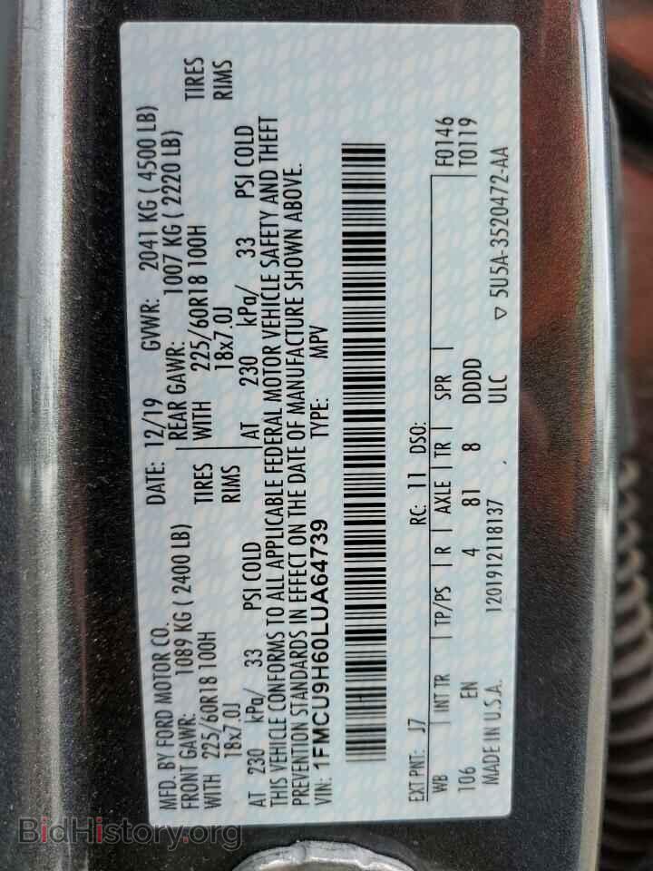2020 FORD ESCAPE - VIN: 1FMCU9H60LUA64739 - Фото 13