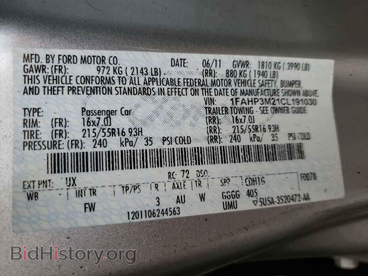 2012 FORD FOCUS - VIN: 1FAHP3M21CL191030 - Фото 10