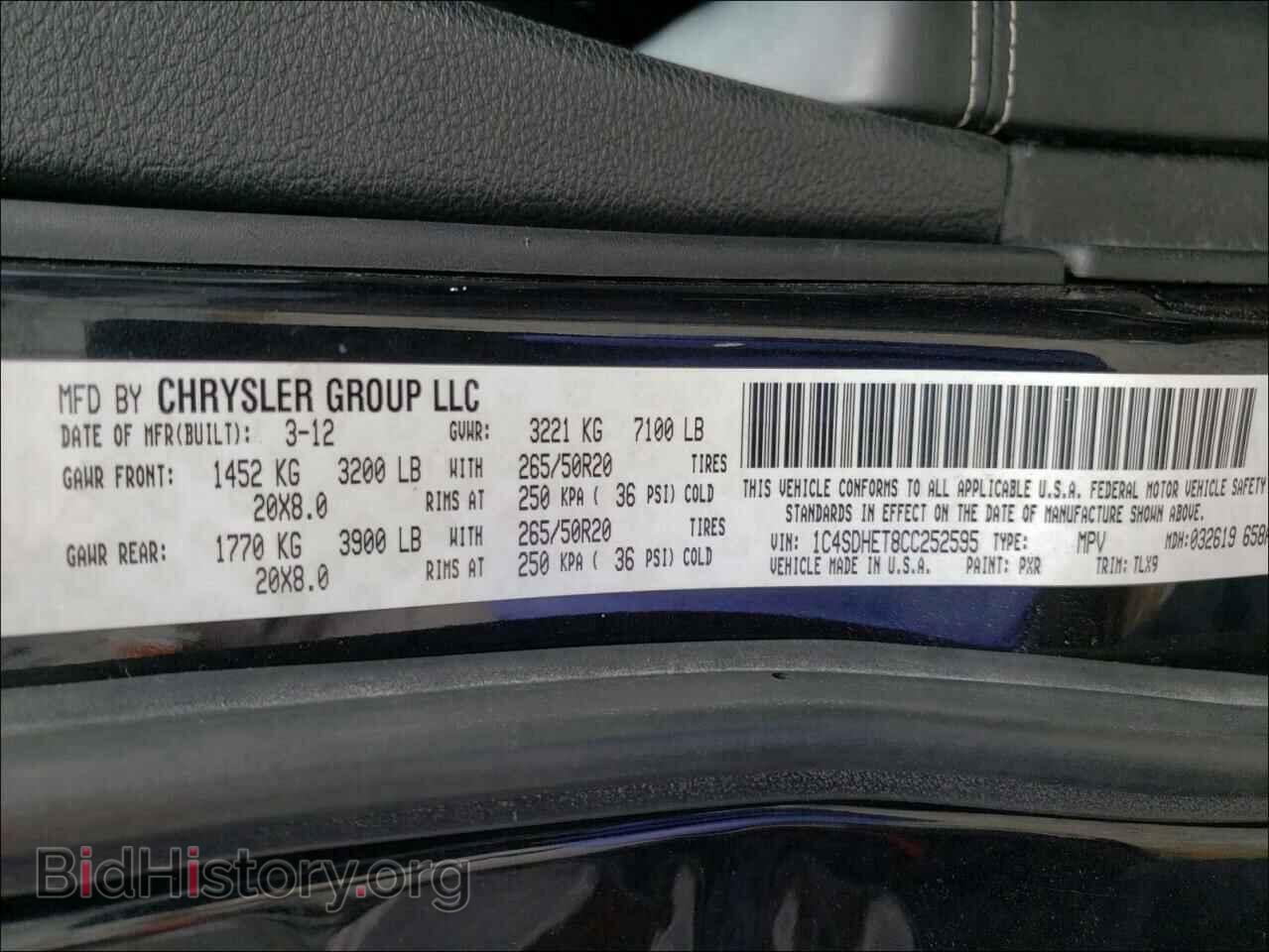 2012 DODGE DURANGO - VIN: 1C4SDHET8CC252595 - Фото 10