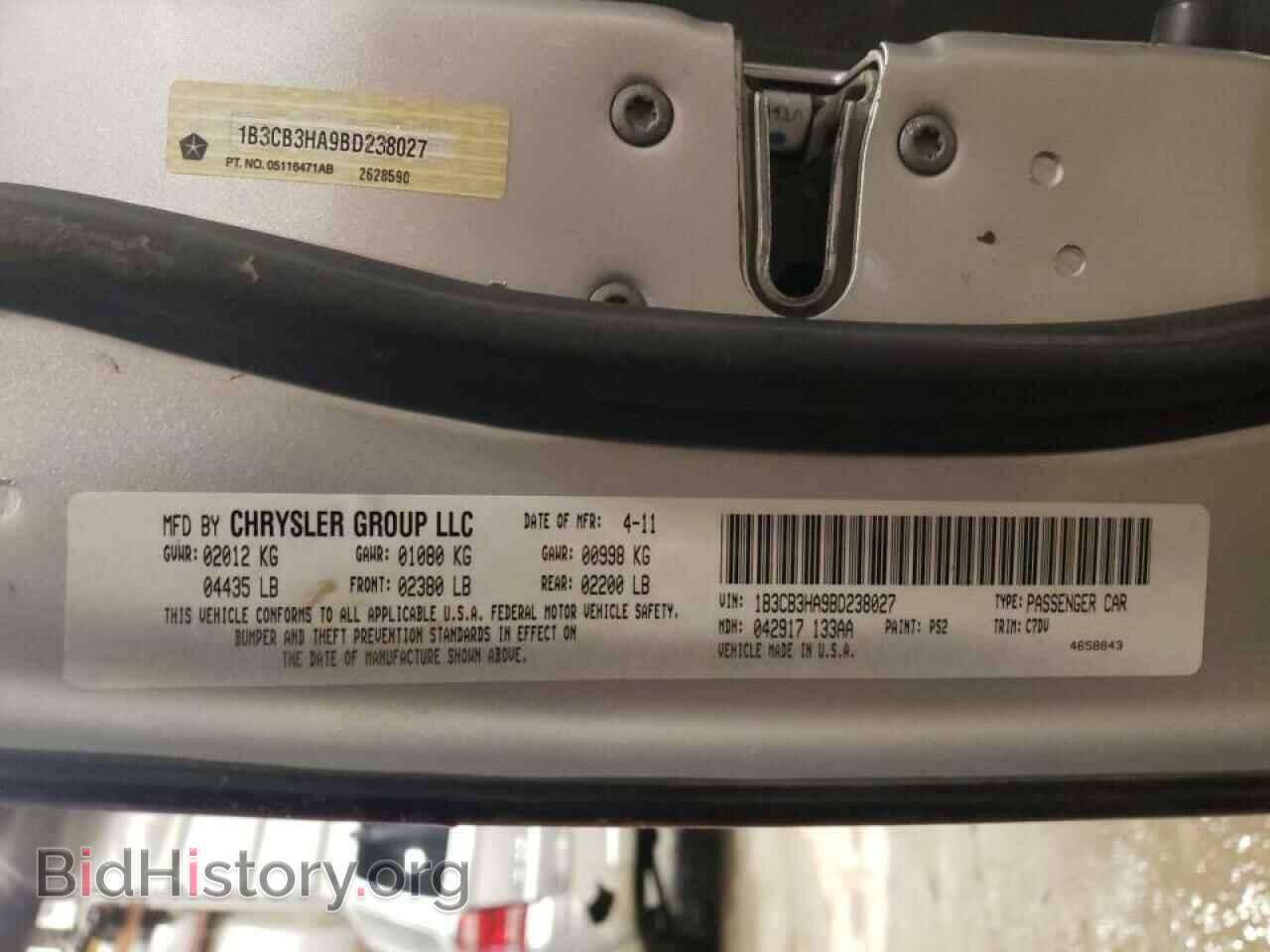 2011 DODGE CALIBER - VIN: 1B3CB3HA9BD238027 - Фото 12