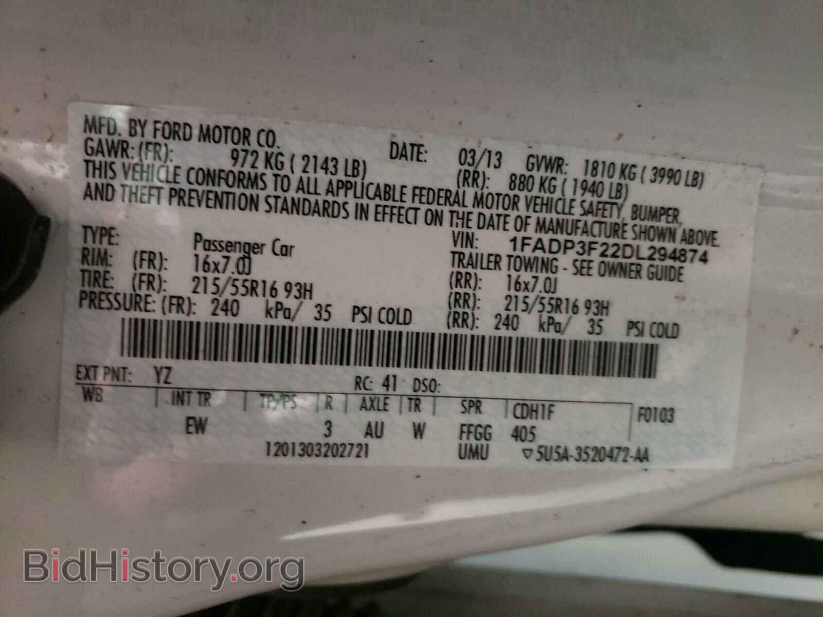 2013 FORD FOCUS - VIN: 1FADP3F22DL294874 - Фото 10