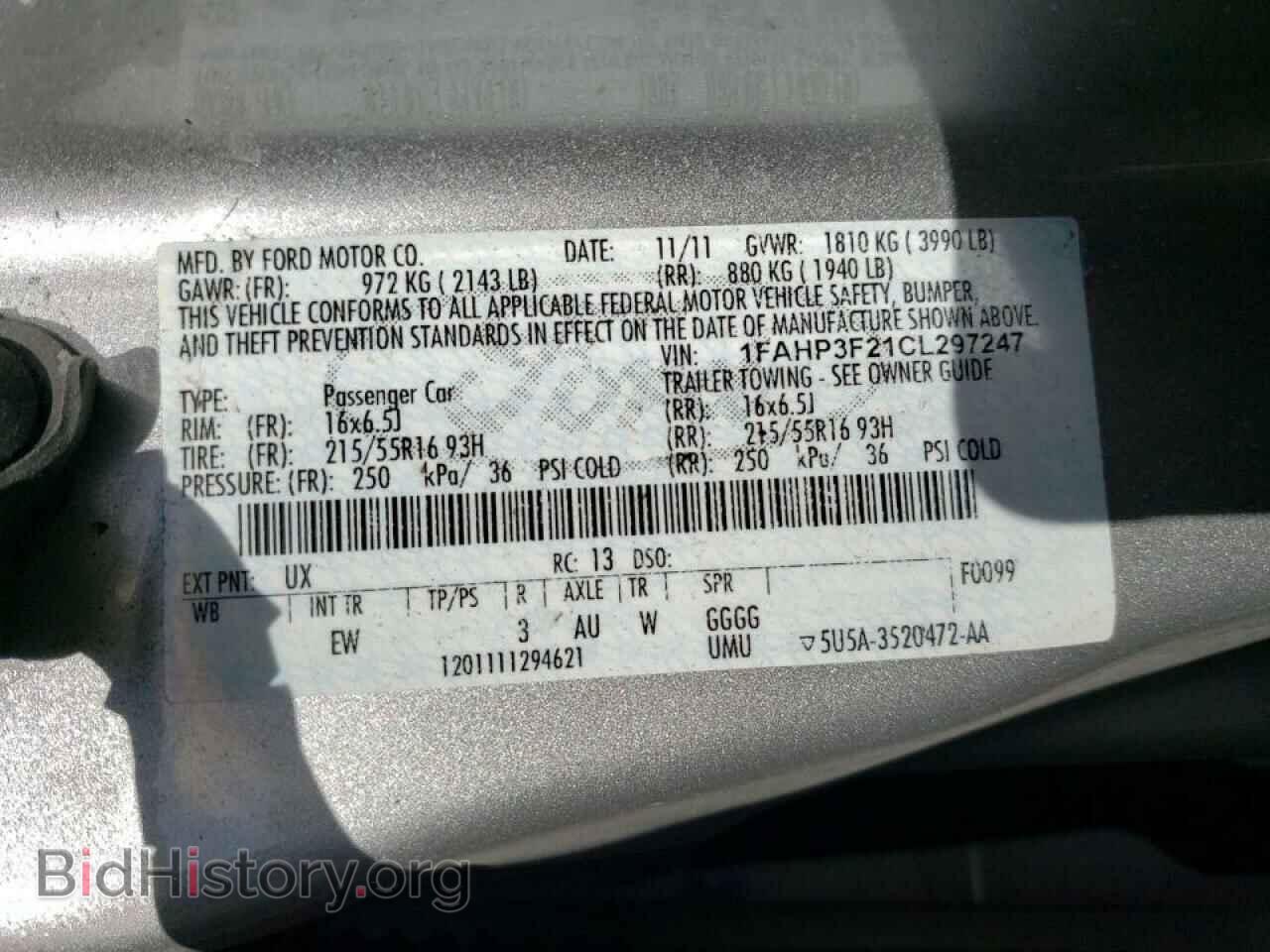 2012 FORD FOCUS - VIN: 1FAHP3F21CL297247 - Фото 10