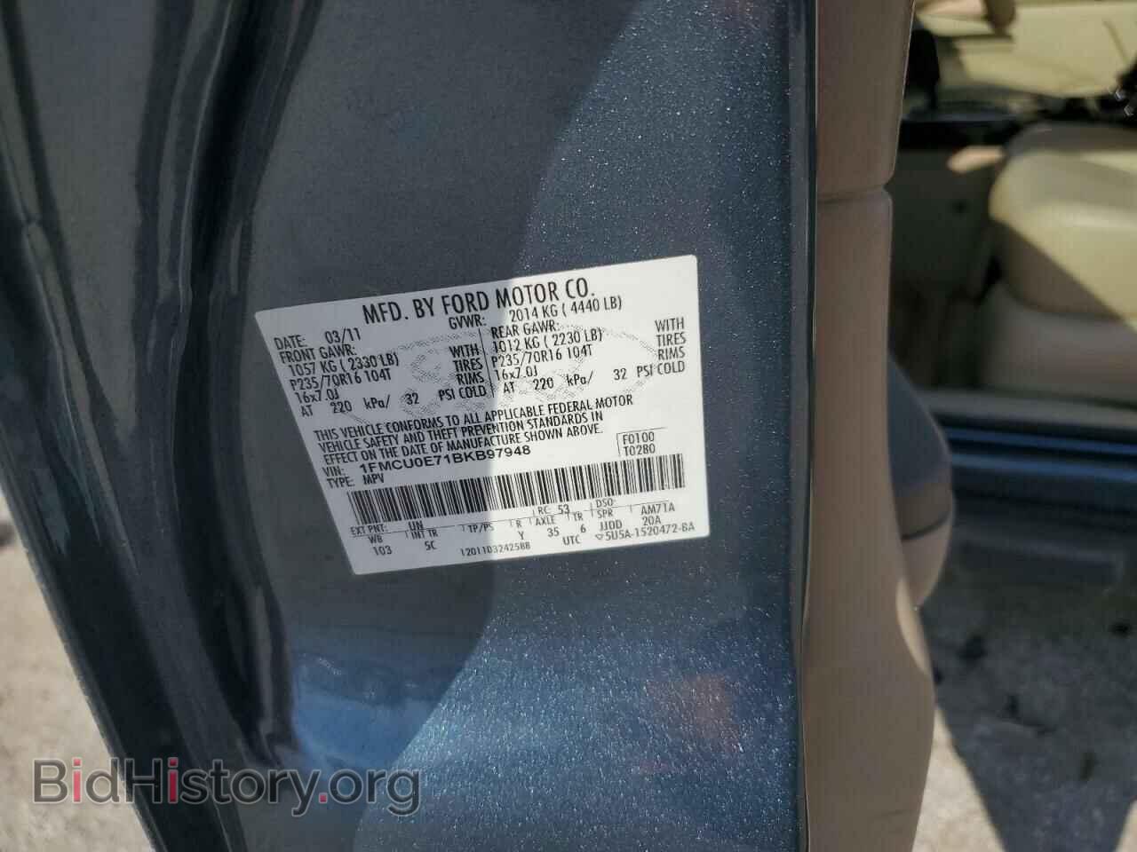 2011 FORD ESCAPE - VIN: 1FMCU0E71BKB97948 - Фото 13