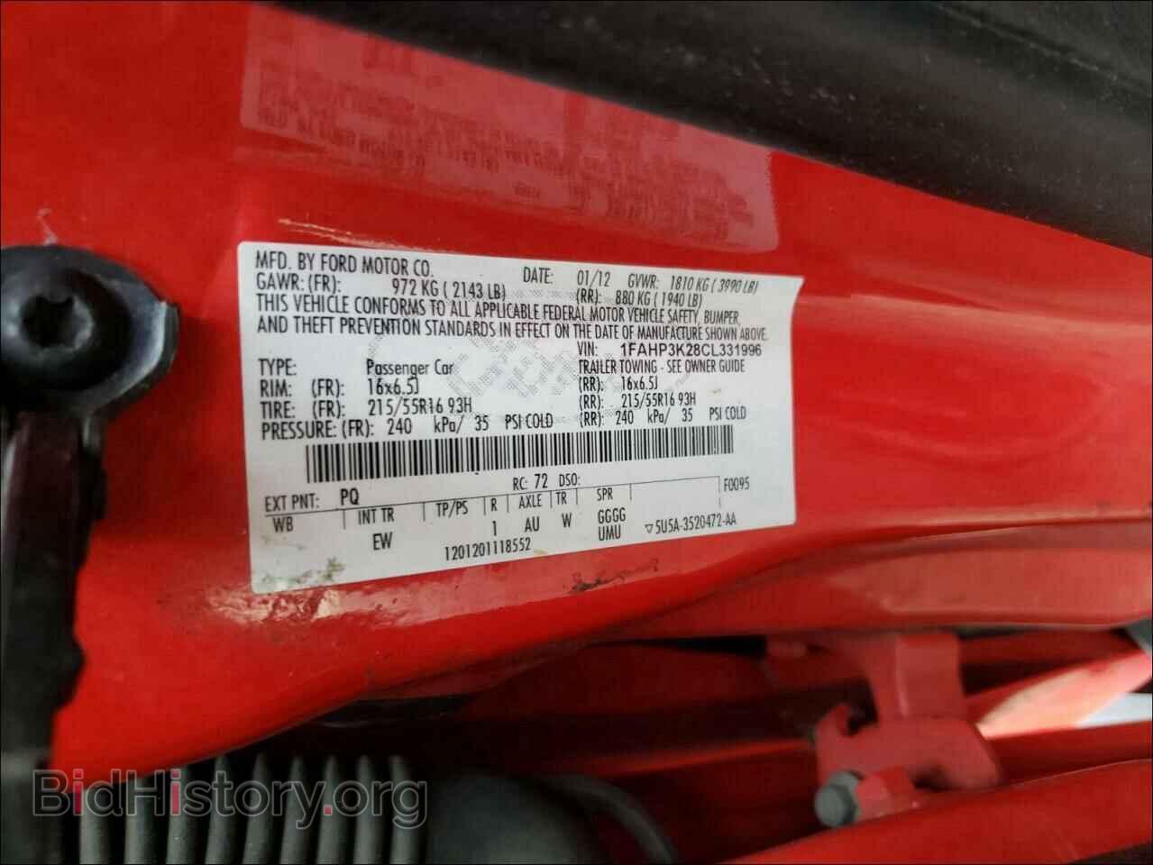 2012 FORD FOCUS - VIN: 1FAHP3K28CL331996 - Фото 10