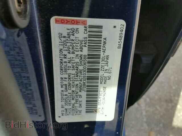 2003 TOYOTA COROLLA - VIN: JTDBR32E030036588 - Фото 10