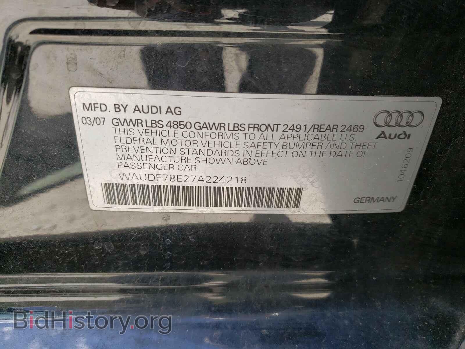 2007 AUDI A4 - VIN: WAUDF78E27A224218 - Photo 10