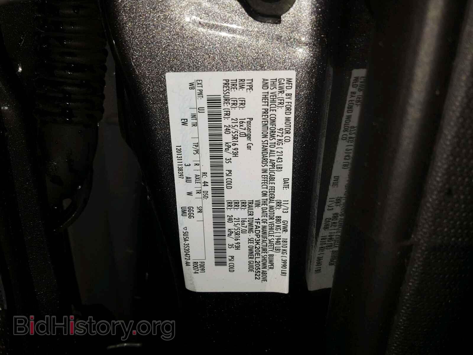 2014 FORD FOCUS - VIN: 1FADP3K20EL205522 - Фото 10