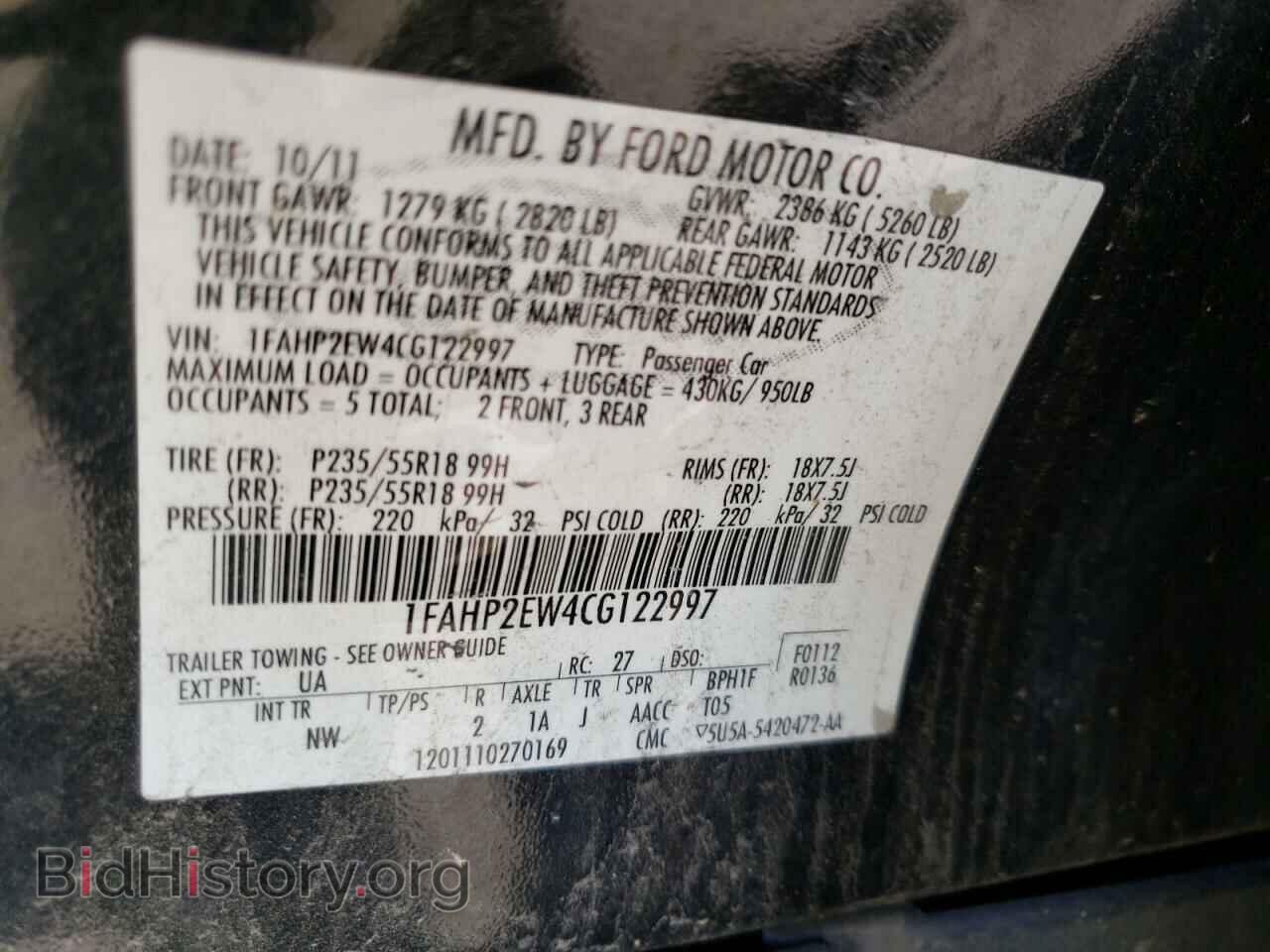 2012 FORD TAURUS - VIN: 1FAHP2EW4CG122997 - Photo 10