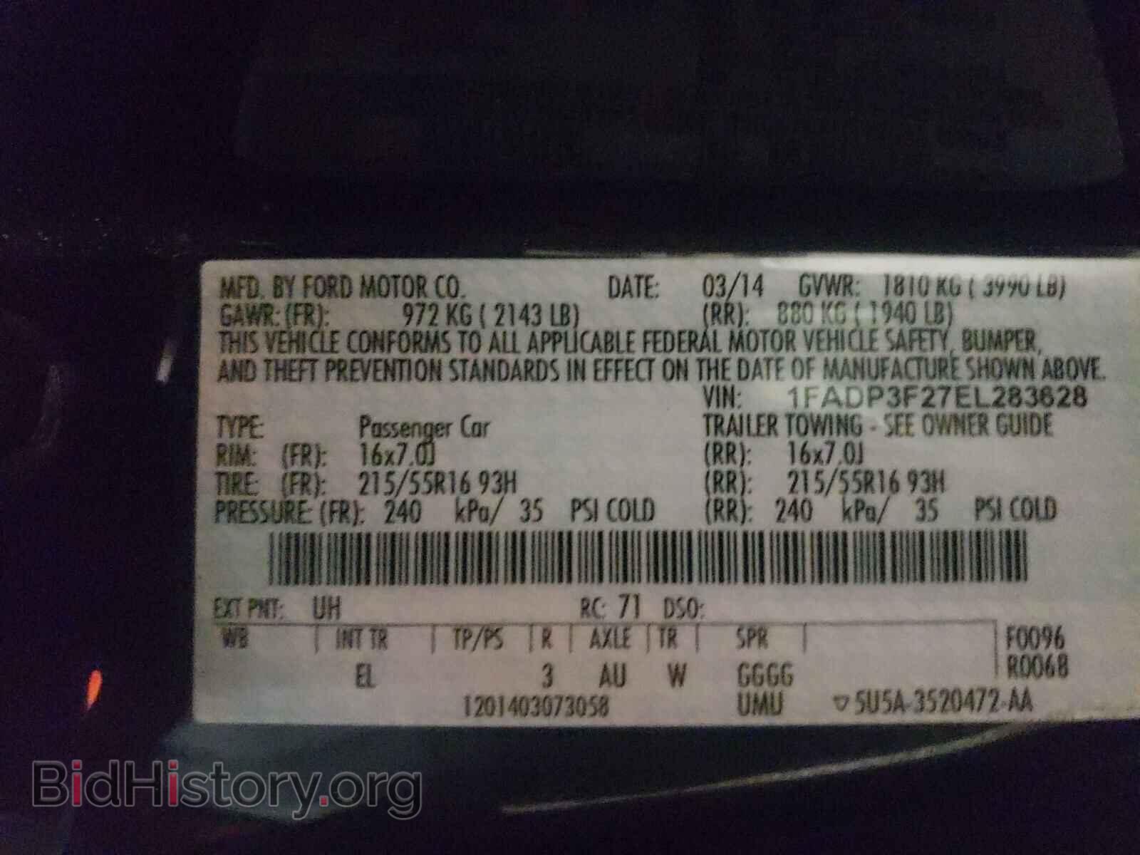 2014 FORD FOCUS - VIN: 1FADP3F27EL283628 - Фото 10