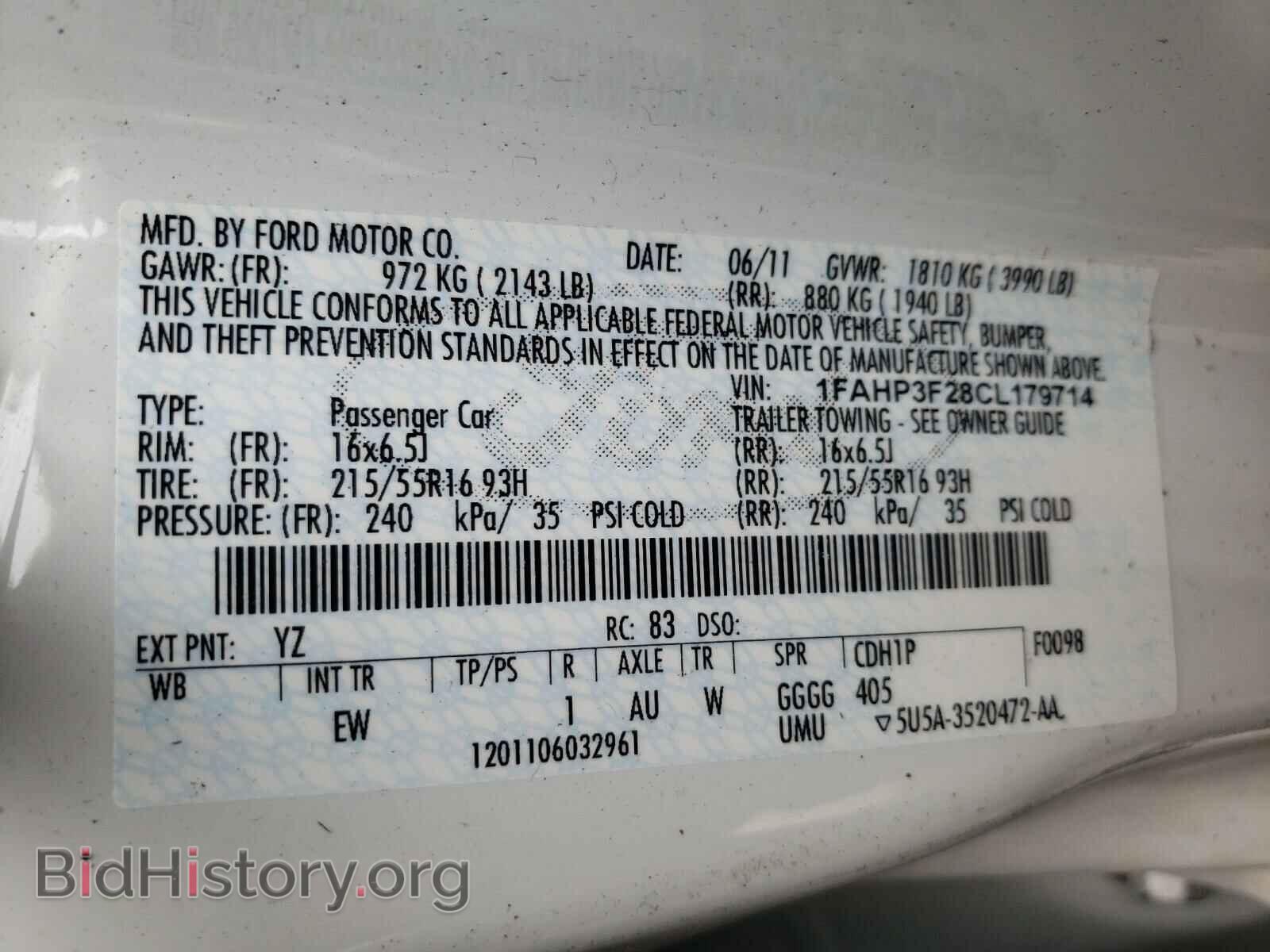 2012 FORD FOCUS - VIN: 1FAHP3F28CL179714 - Фото 10