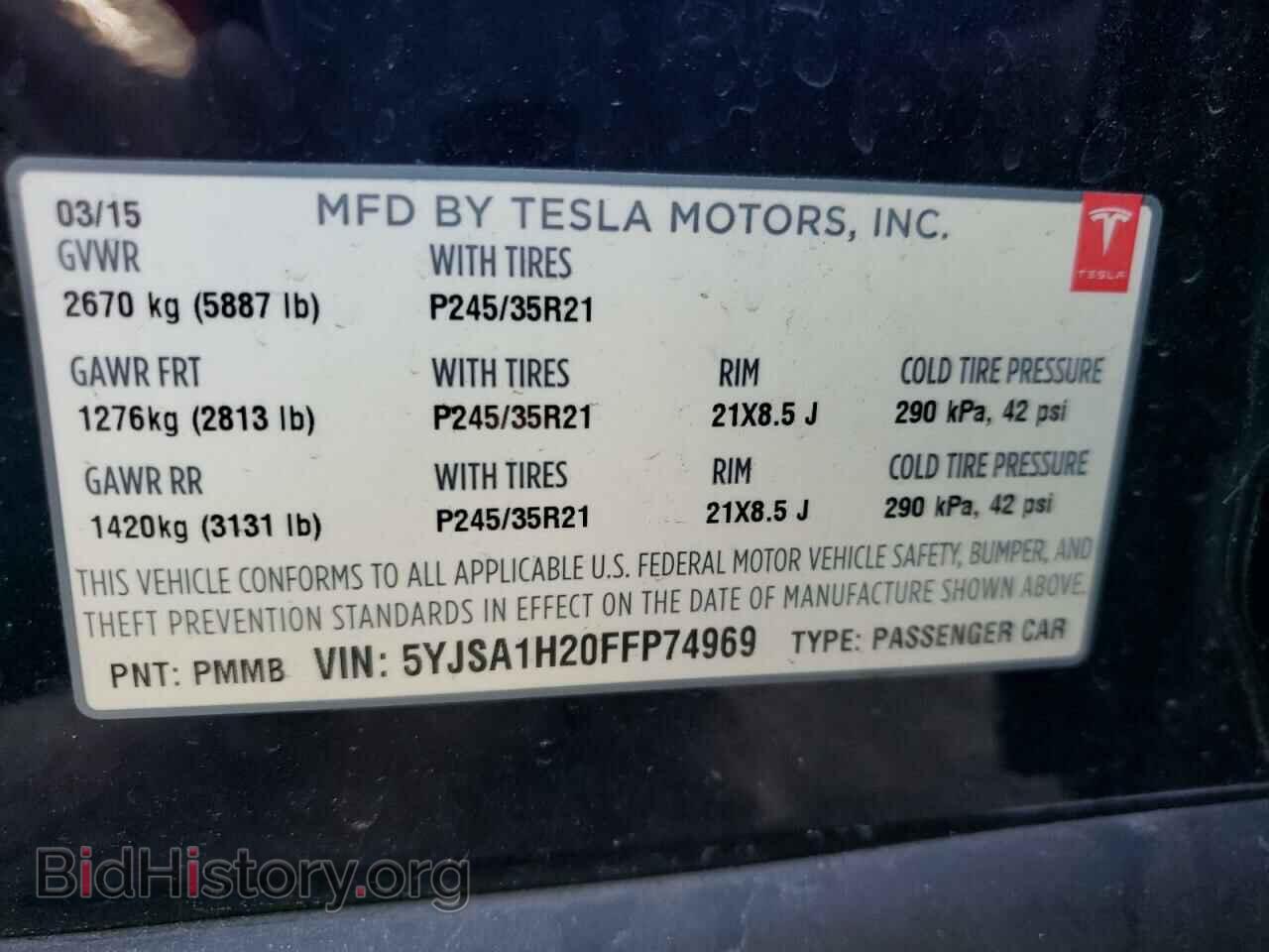 2015 TESLA MODEL S - VIN: 5YJSA1H20FFP74969 - Photo 10