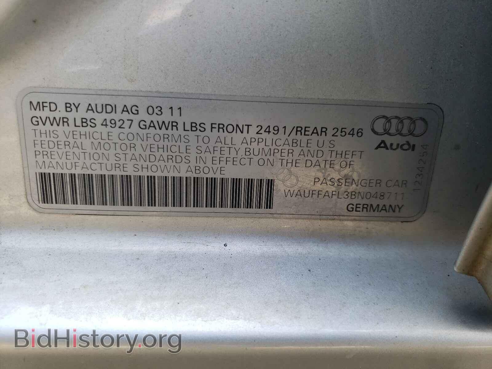 2011 AUDI A4 - VIN: WAUFFAFL3BN048711 - Фото 10