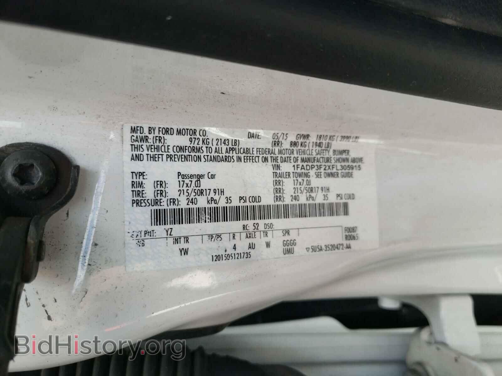 2015 FORD FOCUS - VIN: 1FADP3F2XFL305915 - Фото 10