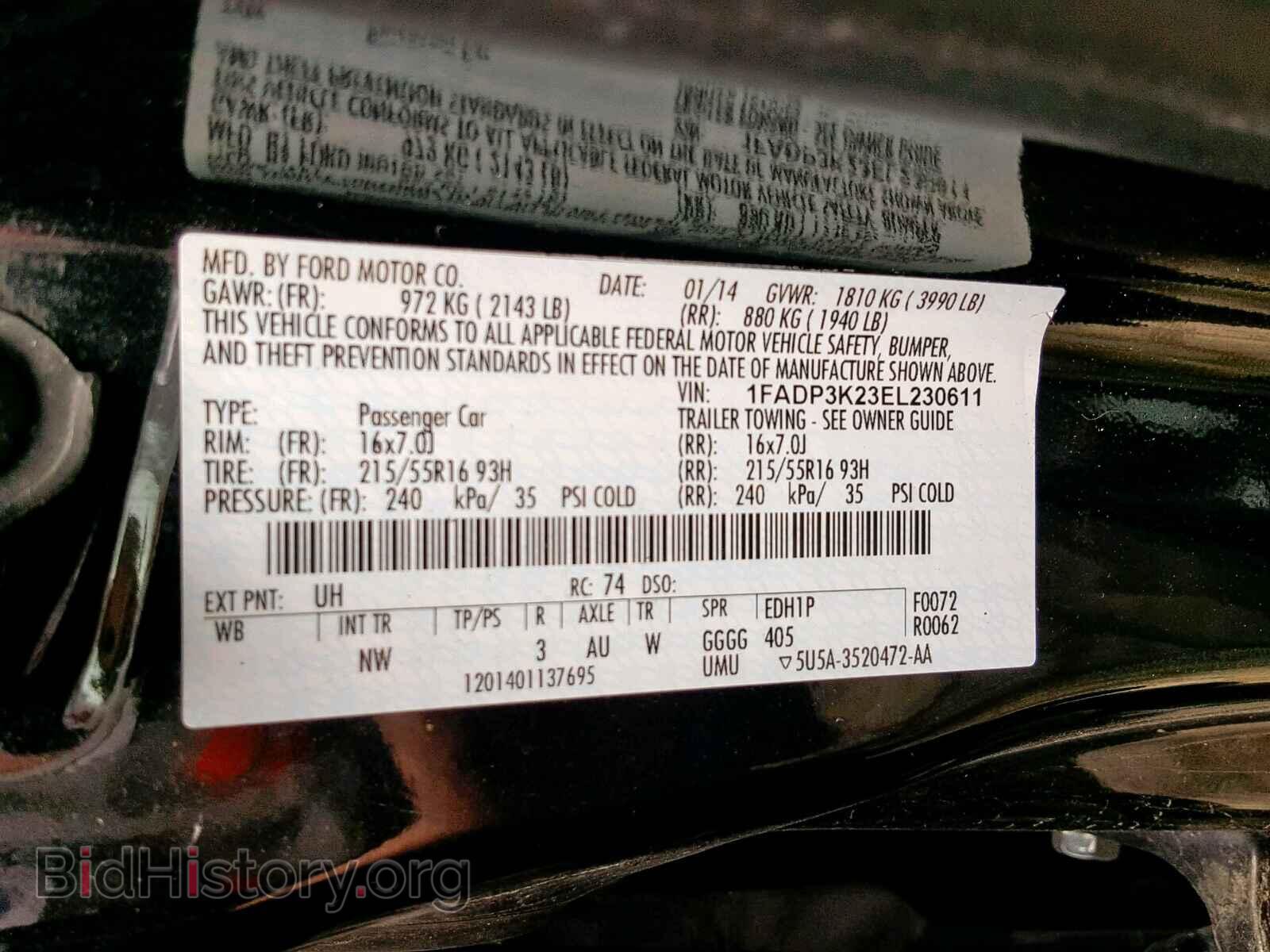 2014 FORD FOCUS SE - VIN: 1FADP3K23EL230611 - Фото 10