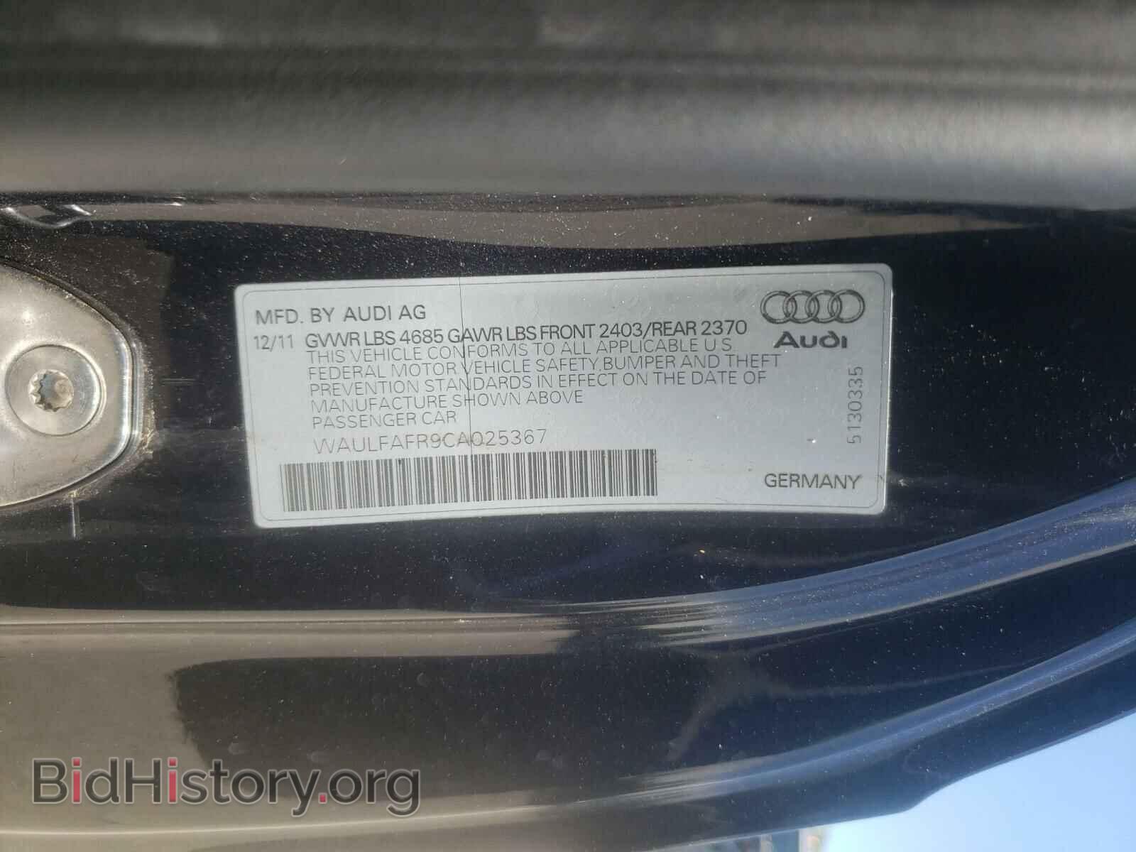 2012 AUDI A5 - VIN: WAULFAFR9CA025367 - Фото 10