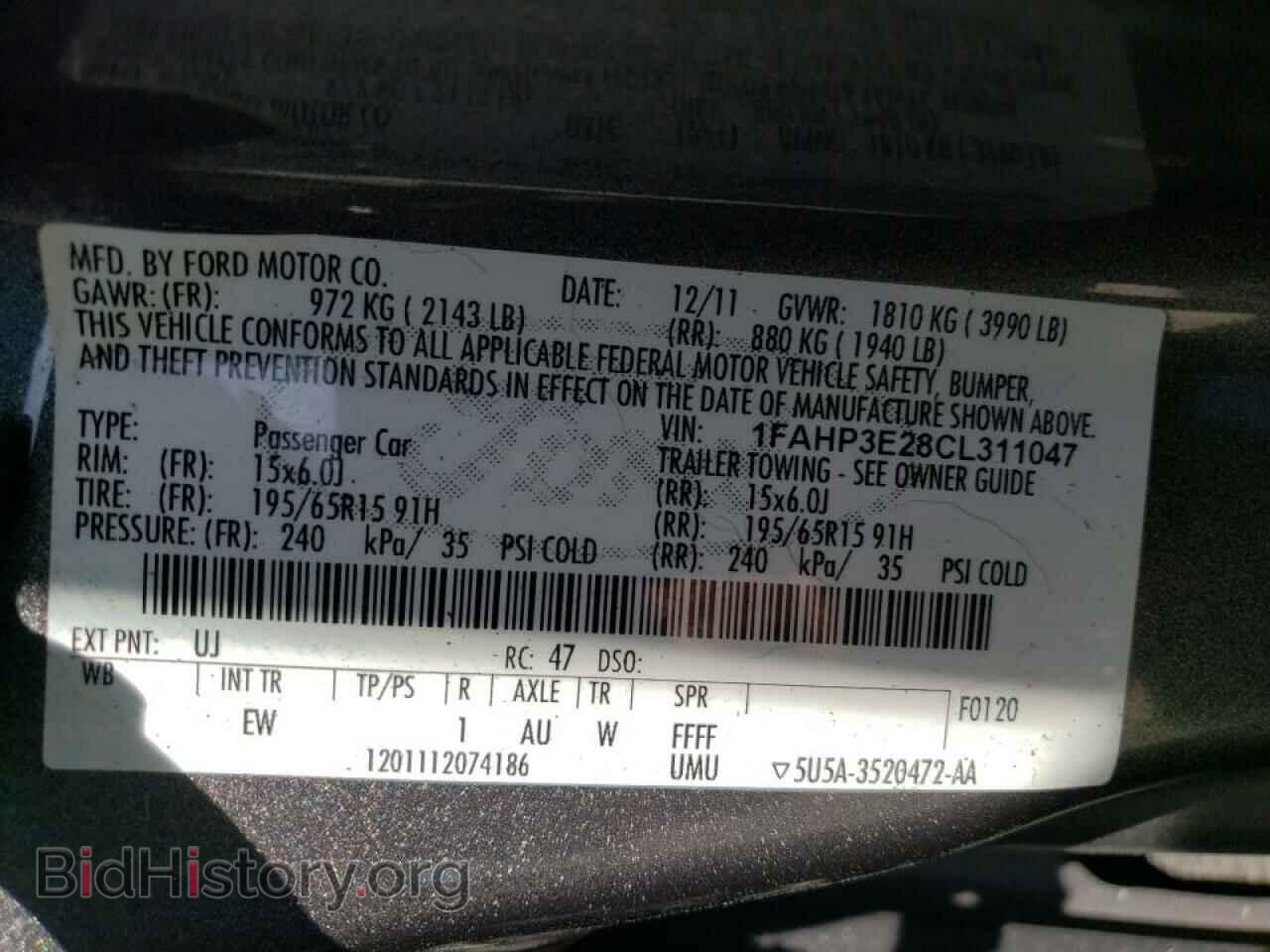 2012 FORD FOCUS - VIN: 1FAHP3E28CL311047 - Фото 10