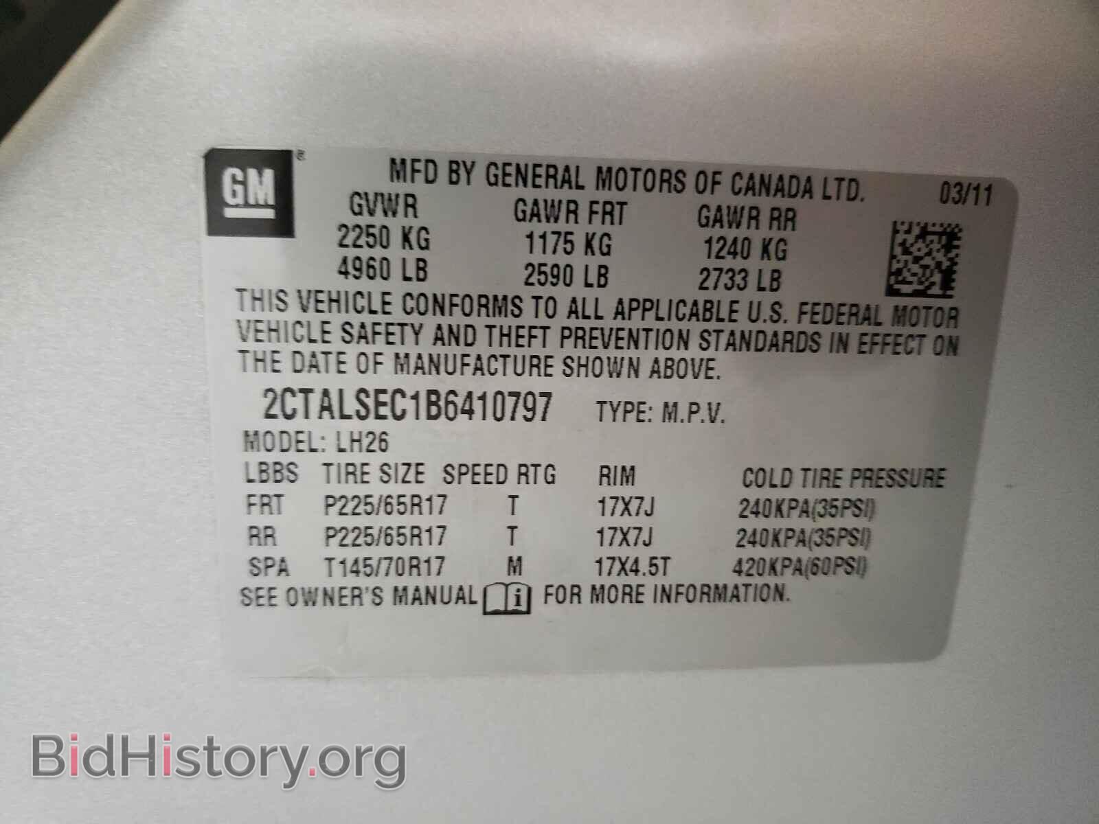 2011 GMC TERRAIN - VIN: 2CTALSEC1B6410797 - Photo 10