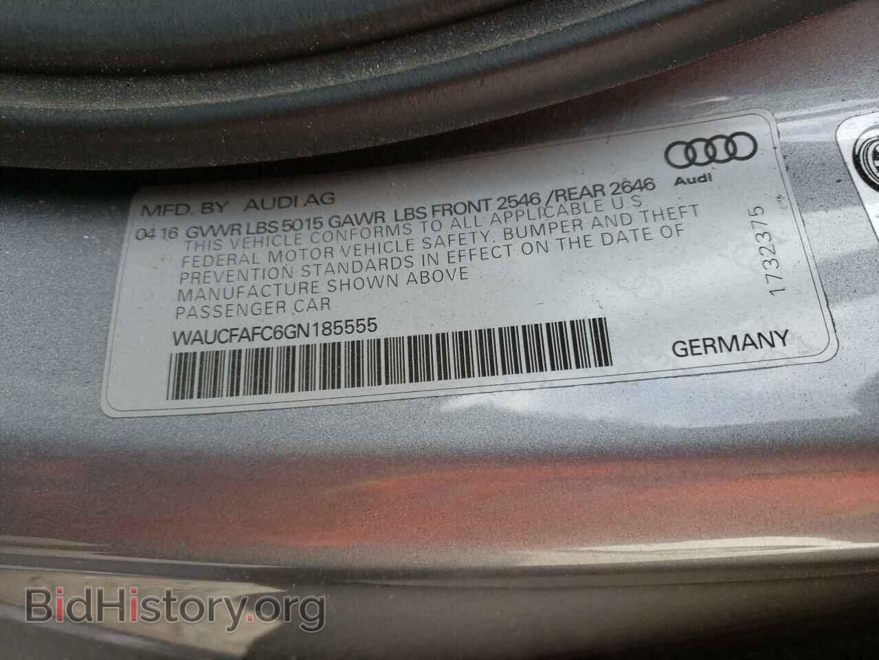 2016 AUDI A6 - VIN: WAUCFAFC6GN185555 - Фото 10