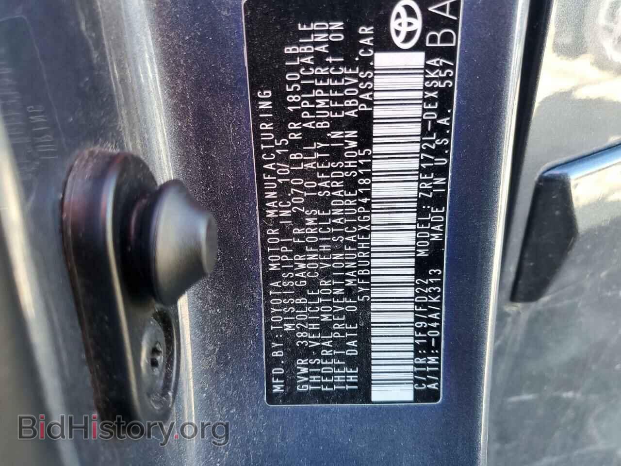 2016 TOYOTA COROLLA - VIN: 5YFBURHEXGP418115 - Фото 12