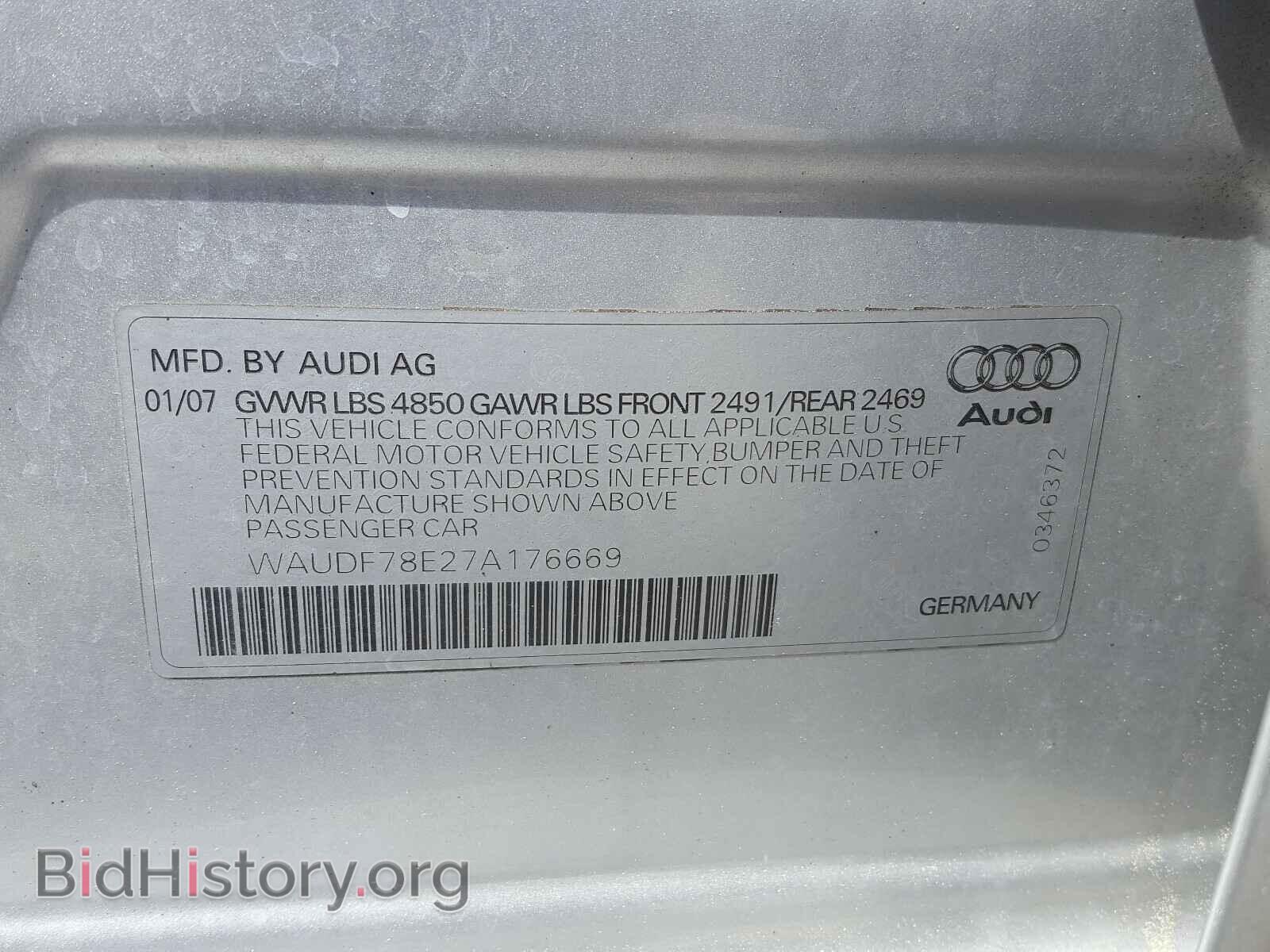 2007 AUDI A4 - VIN: WAUDF78E27A176669 - Фото 10