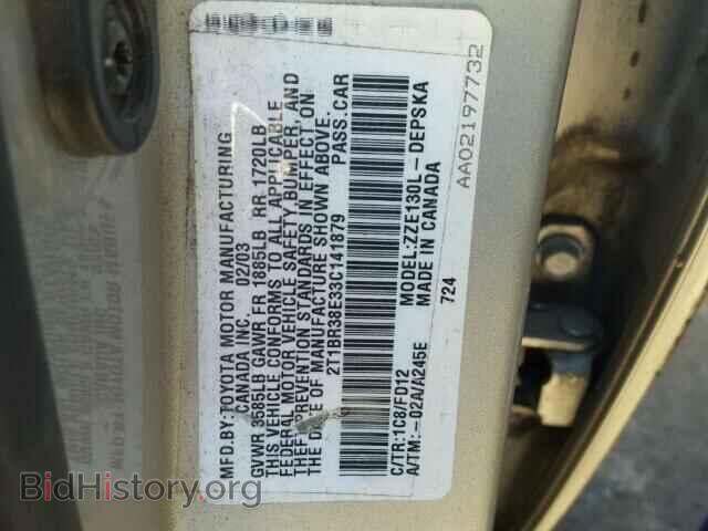 2003 TOYOTA COROLLA - VIN: 2T1BR38E33C141879 - Фото 10
