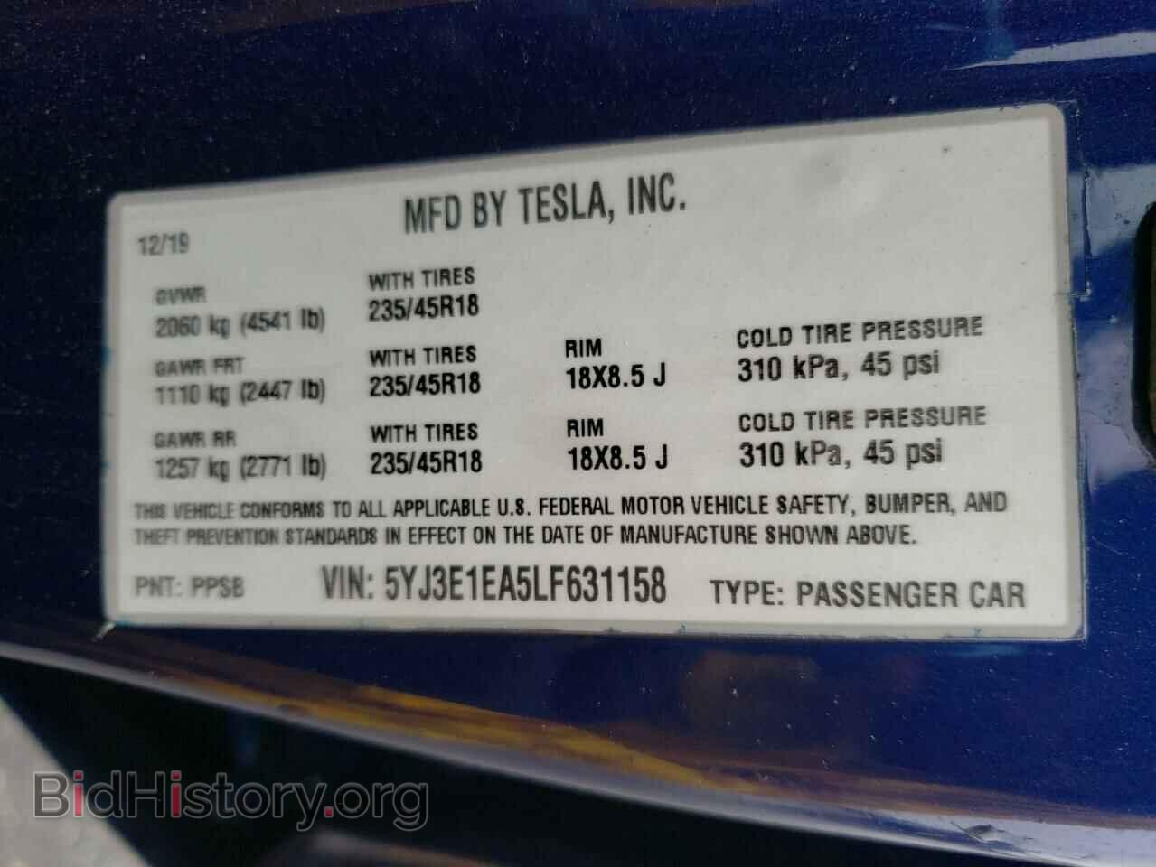 2020 TESLA MODEL 3 - VIN: 5YJ3E1EA5LF631158 - Фото 12