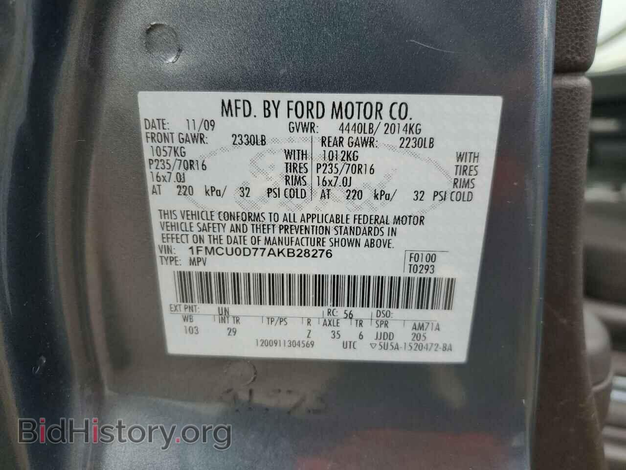 2010 FORD ESCAPE - VIN: 1FMCU0D77AKB28276 - Фото 14